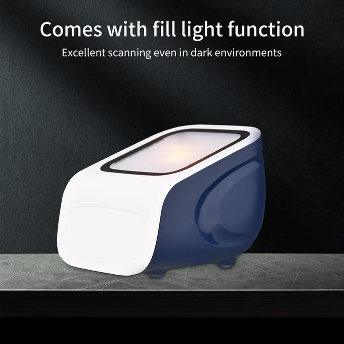 1D 2D QR Desktop Barcode Scanner Platform Handsfree USB Bekabelde Barcodelezer Scanner Plug&Play wit