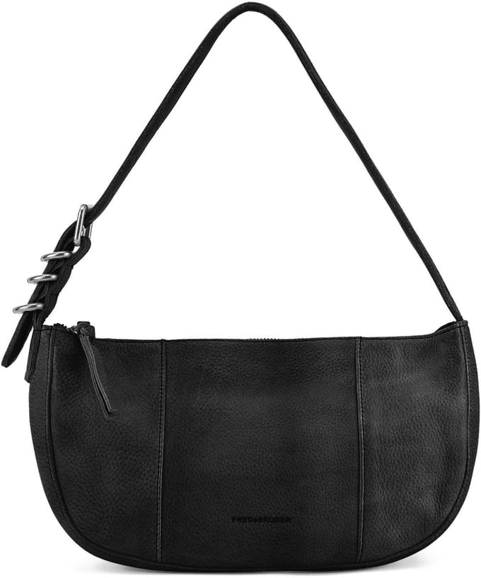 FREDsBRUDER Leren Schoudertas Ride Easy Round Shoulderbag Black Zwart