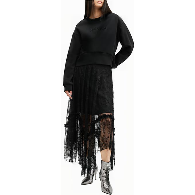 AllSaints Fern Emb Sweat Black Größe: XS | Pullover Outlet | Damen | Schwarz