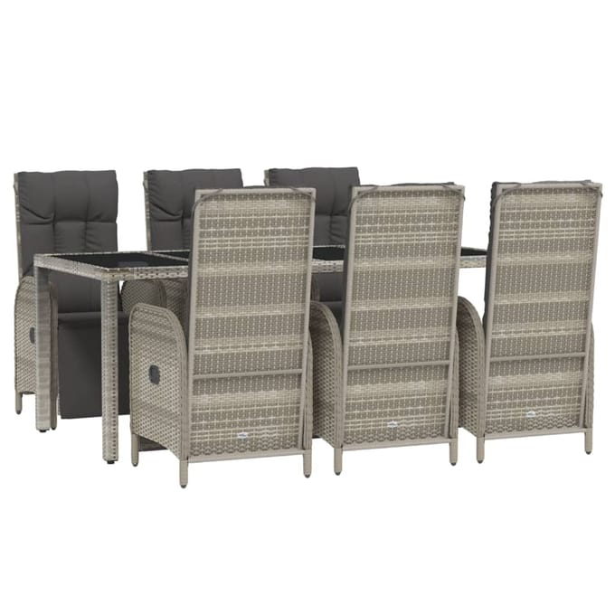 vidaXL - 7-delige - Tuinset - met - kussens - poly - rattan - grijs