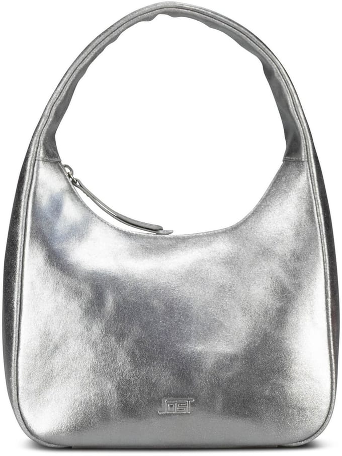 JOST Leren schoudertas Silver Shimmer Hobo Bag Silver zilverkleurig