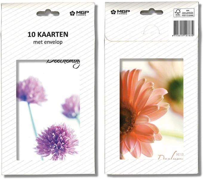 MGPcards - 20x dubbele wenskaart met witte envelop - Deelneming - 11.5 x 17 cm