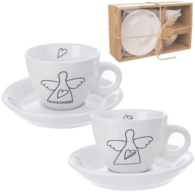 Orion - Keramische Espresso Kopjes - 90 ml - Set van 2 - Wit