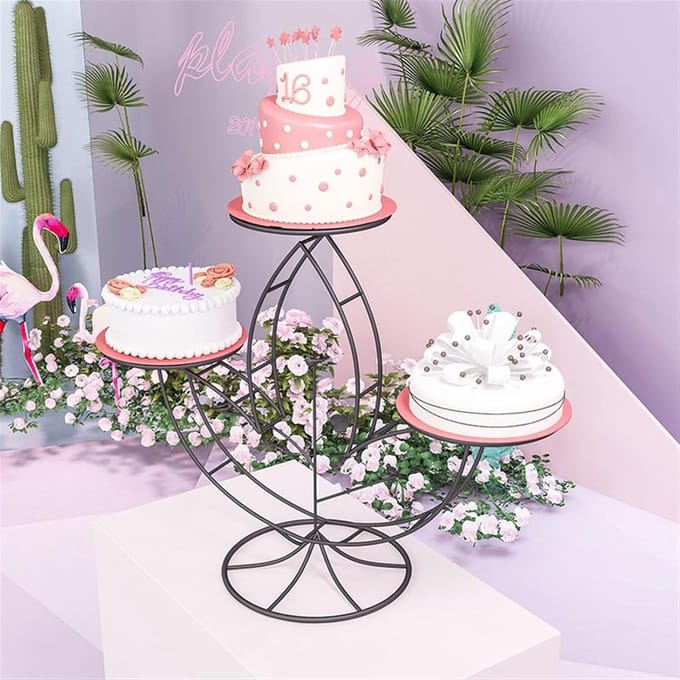 Taartstandaard Drie Lagen - Dessert Display - Feestelijke Presentatie - Creatief IJzeren Frame - Niet Gespecificeerd - Zwart