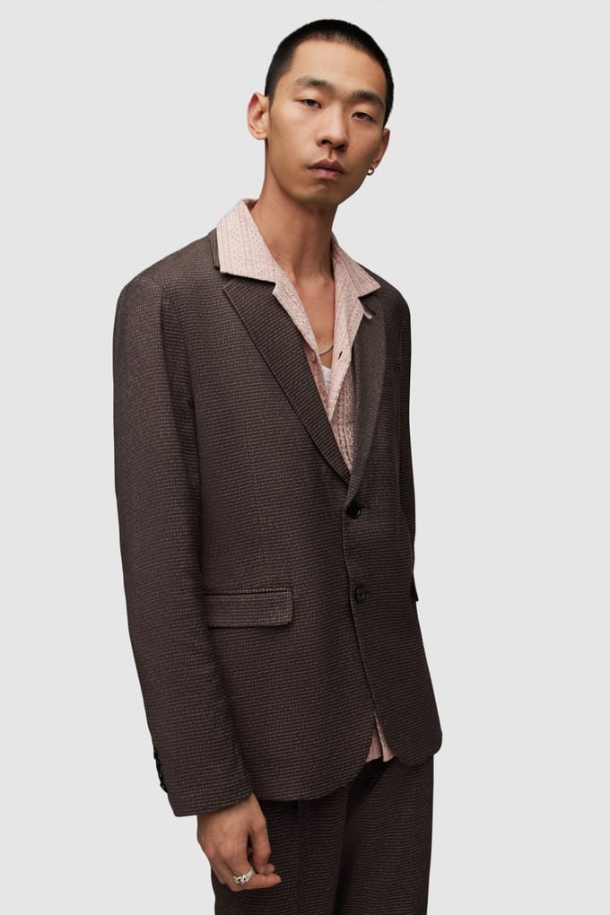 AllSaints Lowdes Blazer Oxblood Red Maat: 44 | Blazers Outlet | Heren | Bruin