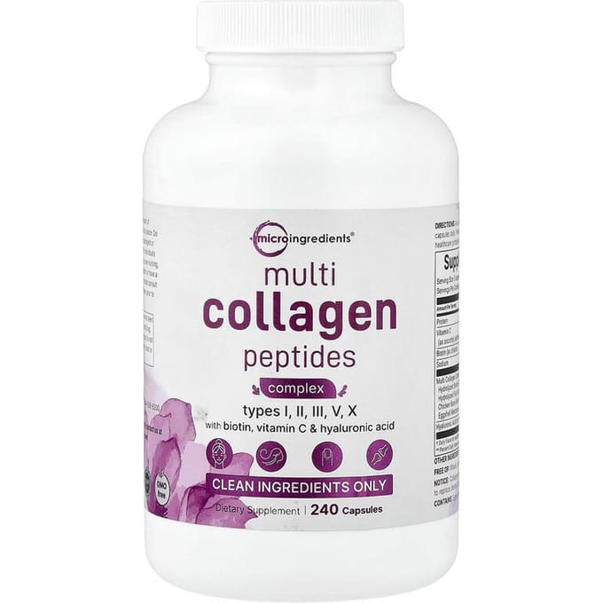 Multi-Collageen Peptiden Complex Met Biotine, Vitamine C & Hyaluronzuur, 240 capsules