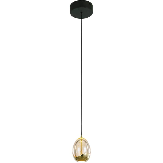 HighLight Hanglamp Golden Egg, amber/goud, Ø 13 cm, glas/metaal