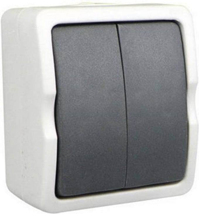 Ratio Dubbele opbouwschakelaar - spatwaterdicht IP54 - grijs/wit