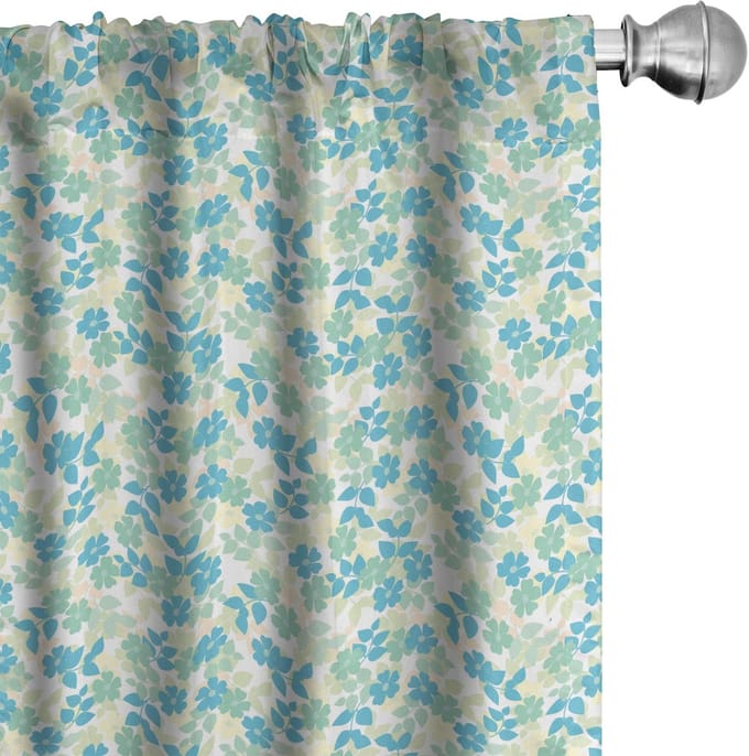 ABAKUHAUS Bloemengordijnen – 2x75x245 cm – Mandelgroen/Blassgeel