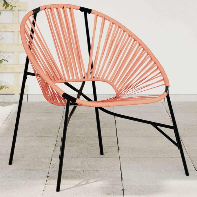 vidaXL - Tuinstoel - Egg - poly - rattan - zwart - en - oranje