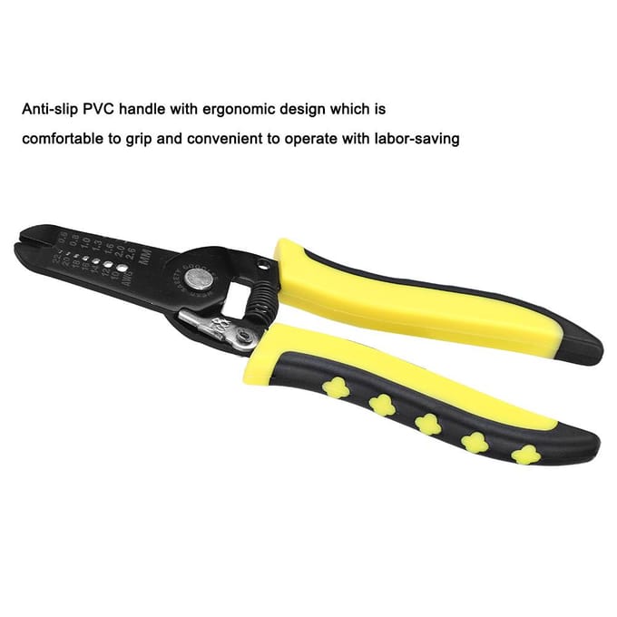 7in1 Draadknipper Knipkniptang Staal Striptang Kabelstripper   1022AWG0.62.6mm yellow