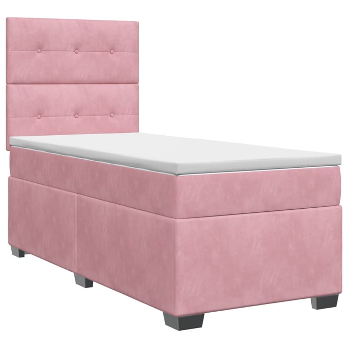 vidaXL - Boxspringbed - met - matras - met - hoofdeinde - Roze - 80 - x - 200 - cm - Fluweel