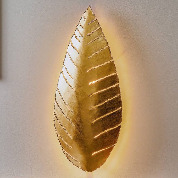 Holländer Wandlamp Pietro in bladvorm, goud