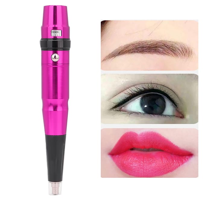 Elektrische Permanente Make-up Pen Wenkbrauw Lip Eyeliner Tattoomachine  (Rode roos) US Plug purple