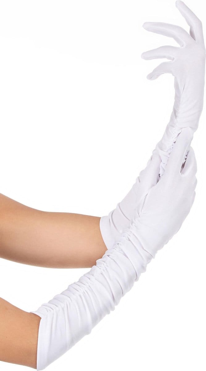 handschoenen plisse lycra wit