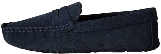 Next - Heren - Signature suède mocassinpantoffels met rand - Blauw