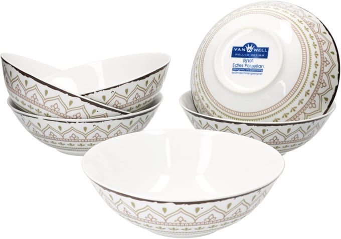 Set van 6 granen kommen Riva 18cm porselein
