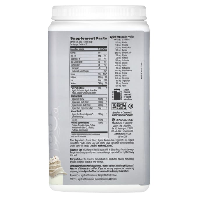 Sunwarrior, Sport, Biologisch Geactiveerd Eiwit, Cakebeslag, 2,2 lb (1 kg)