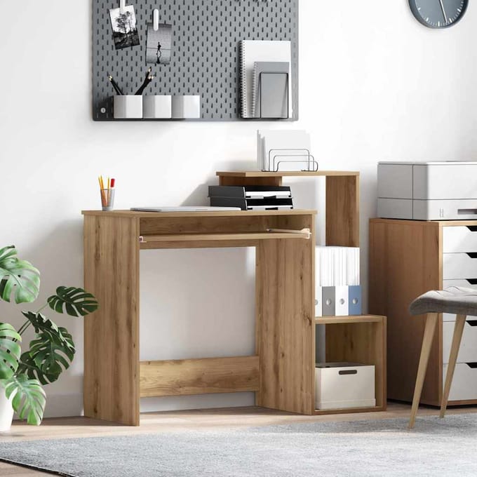 vidaXL - Bureau - Artisan - Eiken - 106 - x - 41 - x - 88.5 - cm - Bewerkt - hout
