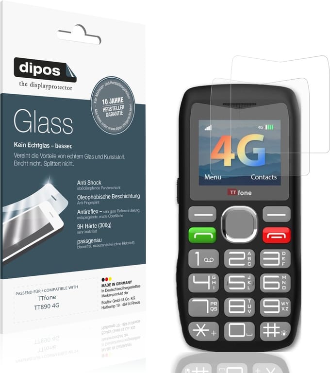 dipos – 2x Matte Pantserfolie geschikt voor TTfone TT890 4G | 9H Screenprotector