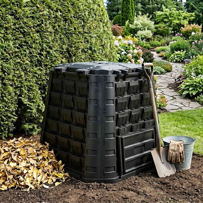 vidaXL - Tuincomposter - Zwart - 91 - x - 91 - x - 83 - cm - 100% - PP
