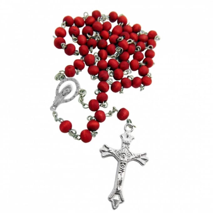 Rozenkrans ketting-Hout- Cherise Rood - Charme Bijoux