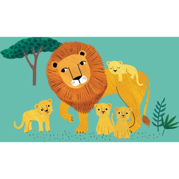 Petit Monkey ansichtkaart Lion and cubs