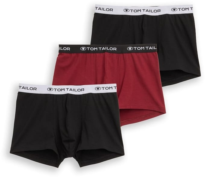 Tom Tailor - Korte boxershorts in een set van 3 - Maat M - red-dark-solid