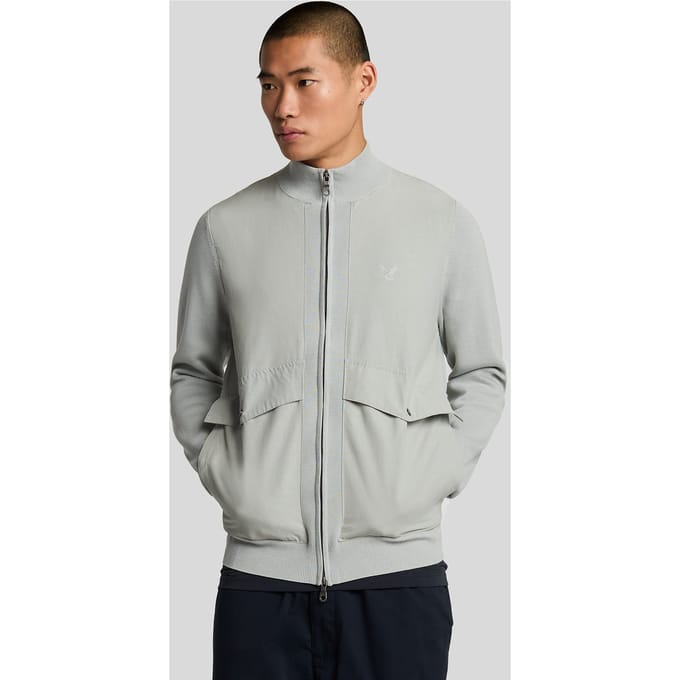 Lyle & Scott Milano Hybrid Full Zip Knitted Jacket Grey Mirage Taglia: S | Giacche leggere Outlet | Uomo | Grigio