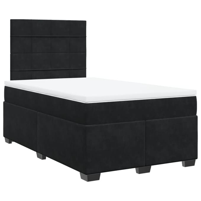 vidaXL - Boxspring - met - matras - fluweel - zwart - 120x190 - cm