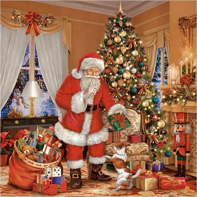 Daisy kerst thema servetten - 60x st - 33 x 33 cm - kerstman - papier