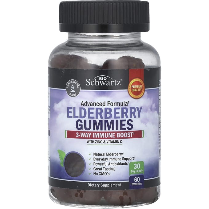 BioSchwartz, Gummies au sureau, contient du zinc et de la vitamine C, 60 gummies