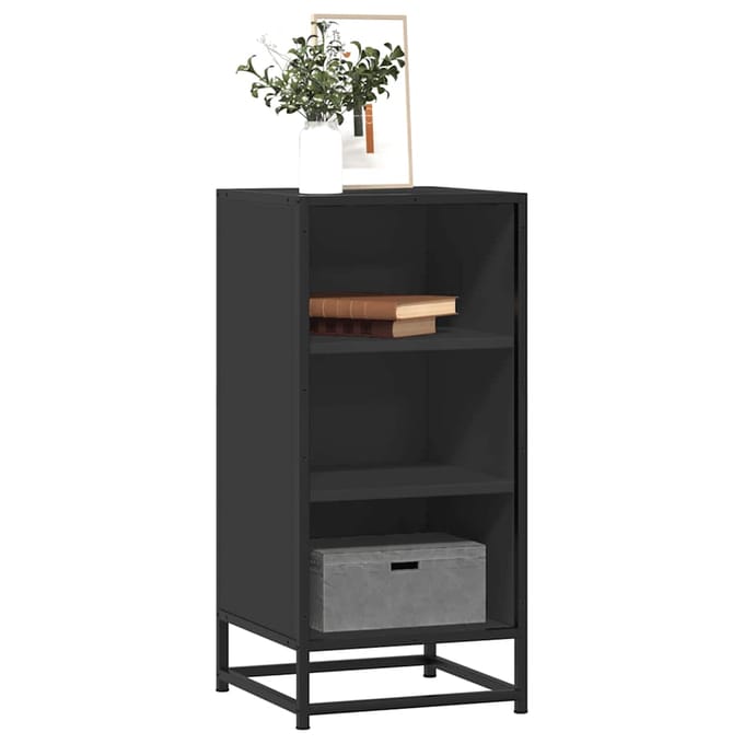 vidaXL - Dressoir - 35,5x35x76 - cm - bewerkt - hout - en - metaal - zwart