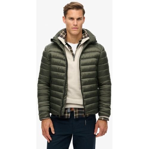 Superdry Fuji Gewatteerde Sportjas met Capuchon Khaki Grootte: XL