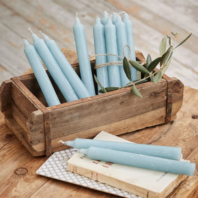 LOBERON Kaars set van 12 Bauceau blauw