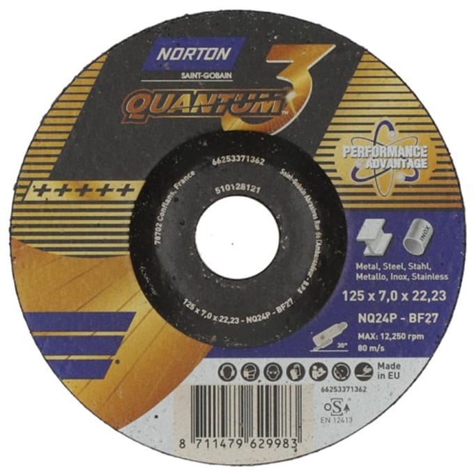 Norton afbraamschijf Quantum 3 inox NQ24P 125x7,0x22,23 T27