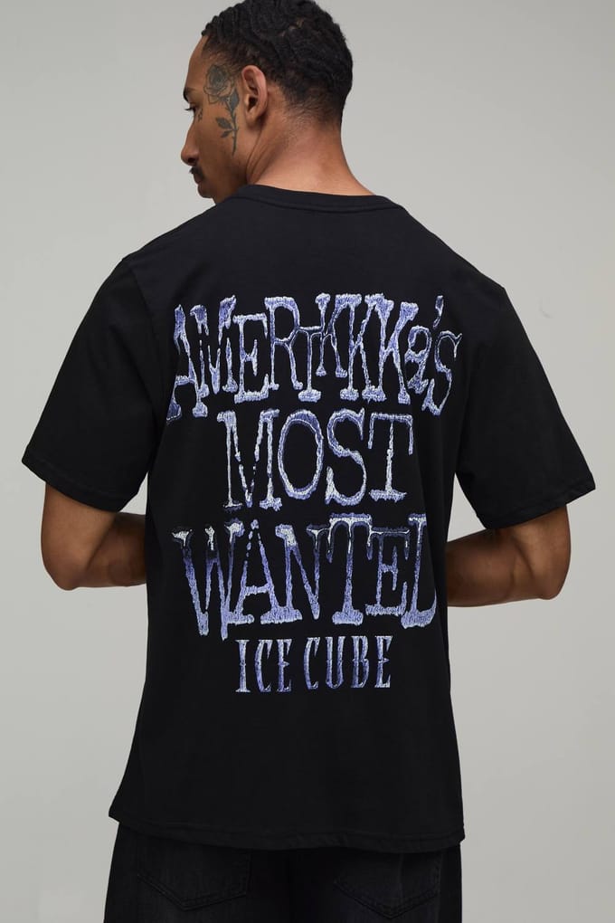 Oversized Ice Cube Wanted Licentie Print T-shirt | Black | Size Medium