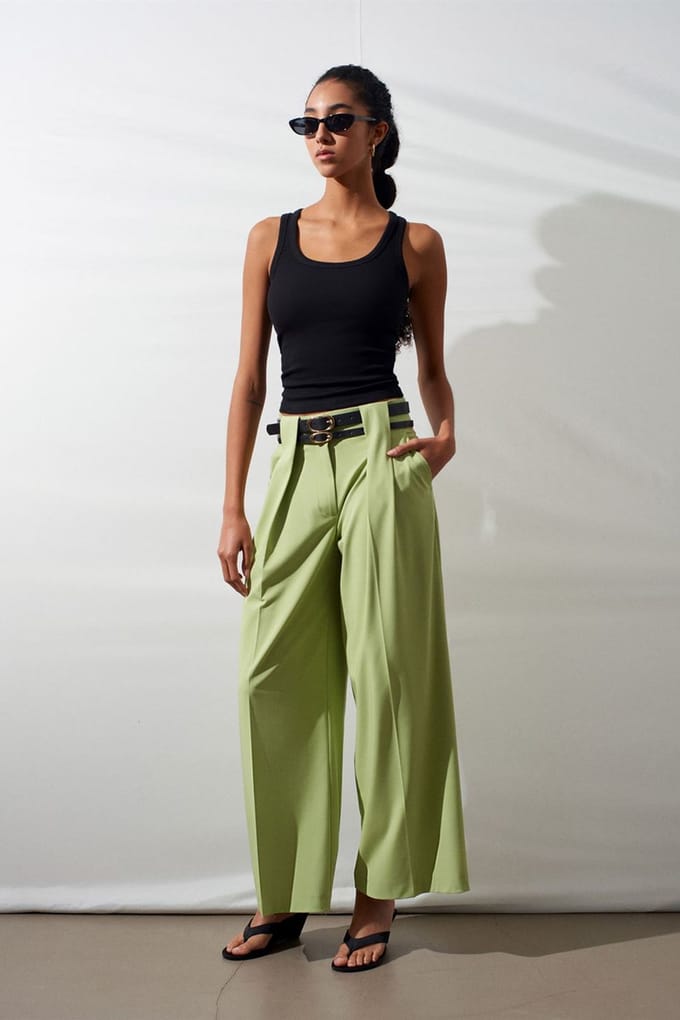 Hoog-Waisted Wijde Pantalon met Plooien