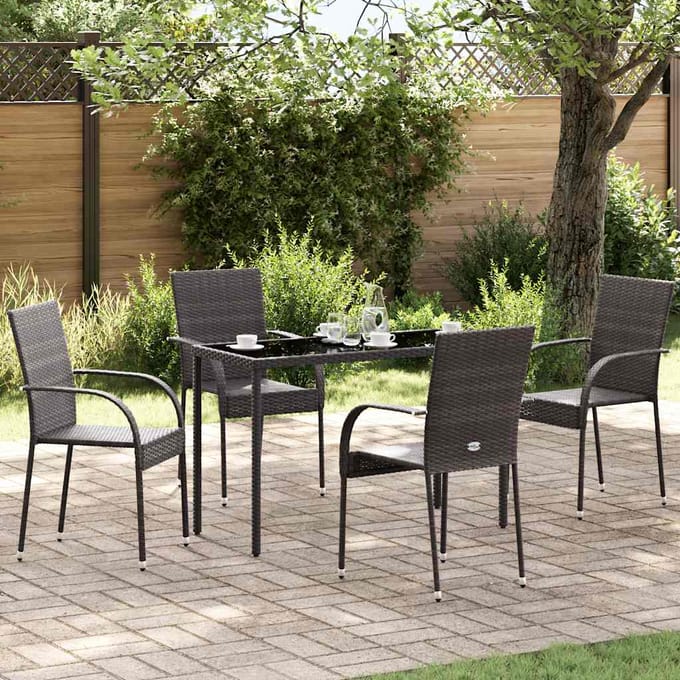 vidaXL - Tuinstoelen - stapelbaar - 4 - st - poly - rattan - bruin