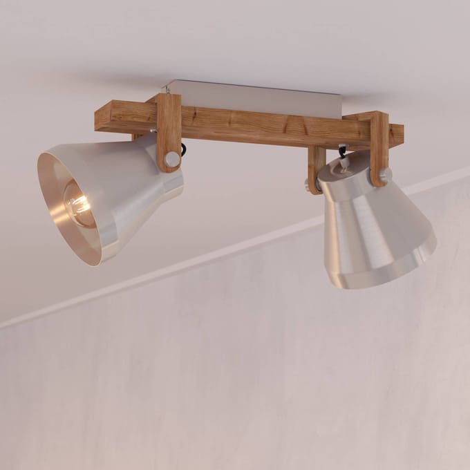 EGLO Cawton plafondspot, lengte 58,5 cm, staal/bruin, 2-lamps.