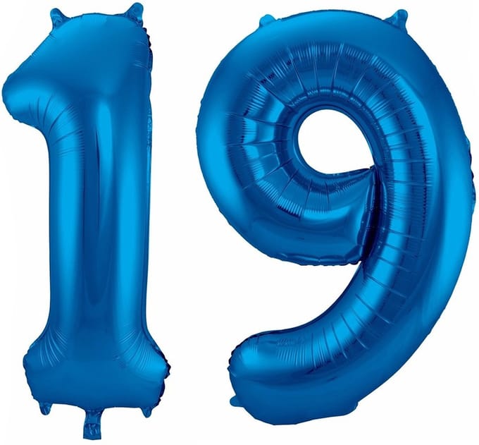 Cijfer ballonnen - Verjaardag versiering 19 jaar - 85 cm - blauw