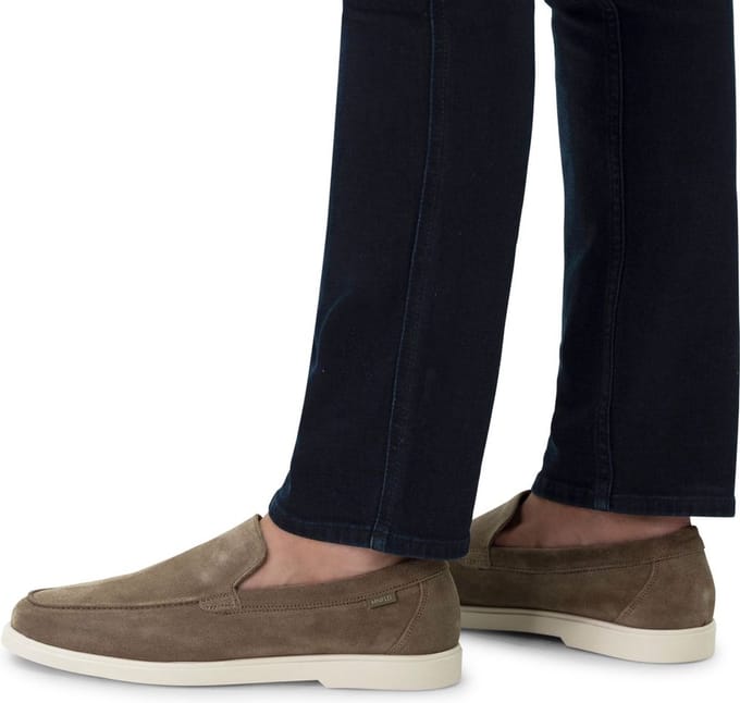Manfield - Heren - Taupe suède loafers - Maat 42