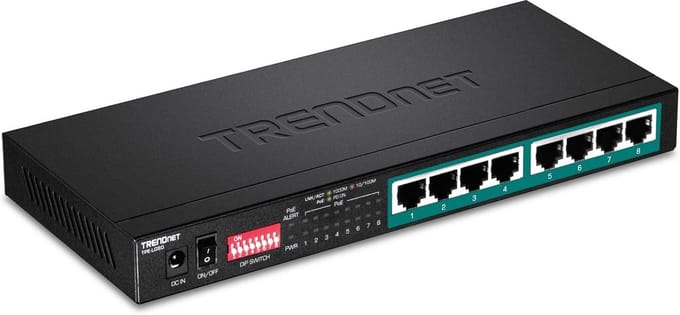 Gigabit PoE+ switch met 8 poorten en langeafstand ondersteuning tot 200 m