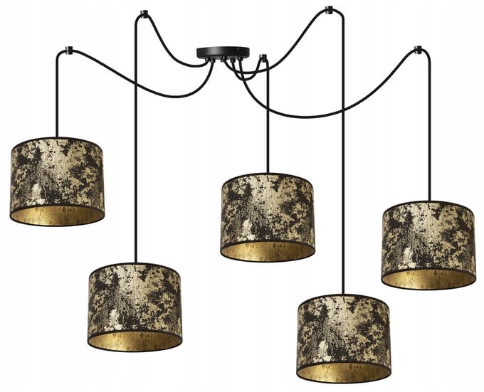 Light-Home WERONA – Hanglamp – 5-lichts – Goud met Zwart – Verstelbare Hoogte