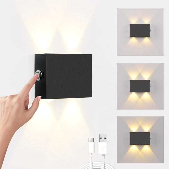 CRLYN® Oplaadbare Wandlamp Binnen - Wandlampen Buiten - Zwart