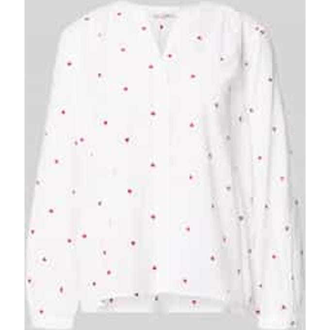 Tom Tailor - Blouse met hartjesborduursel - Maat 42 - white red heart design