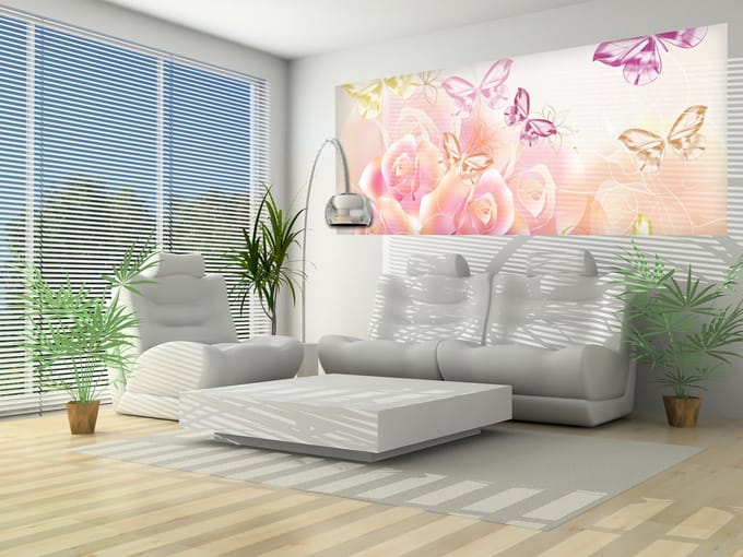 Butterflies Flowers Roses Photo Wallcovering