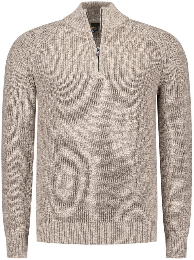 NZA - Ecru katoenen half zip trui