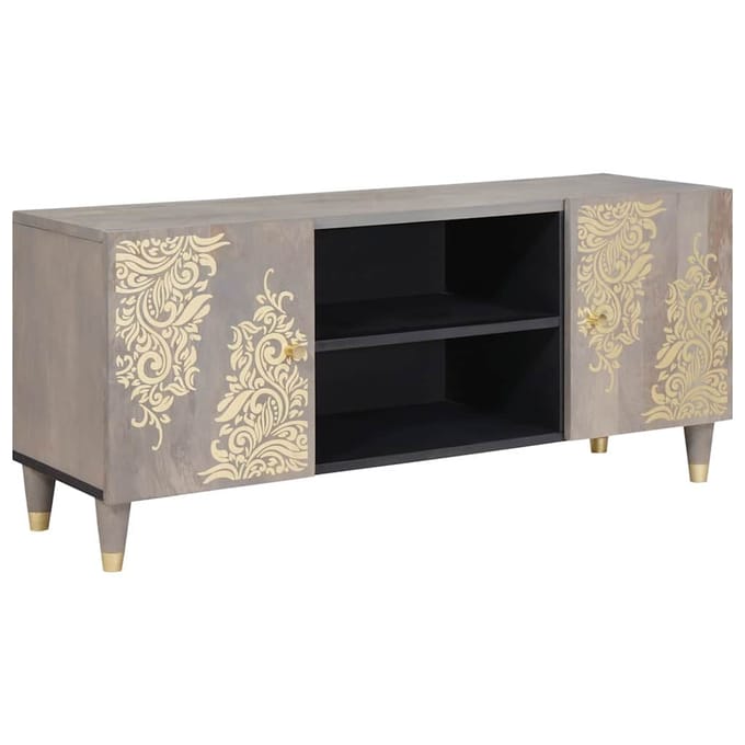 vidaXL - TV - Kast - Grijs - 105 - x - 33 - x - 46 - cm - Massief - Mango - Hout