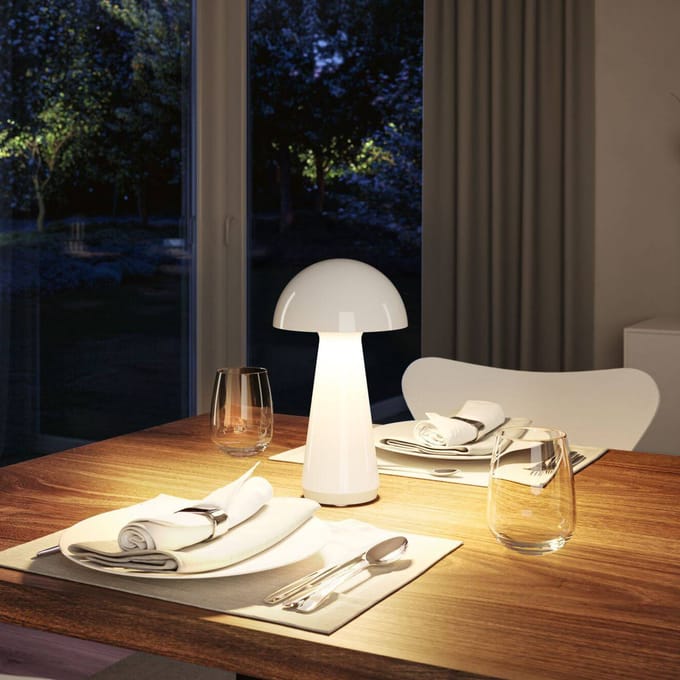 Paulmann LED tafellamp Onzo, wit, kunststof, IP44